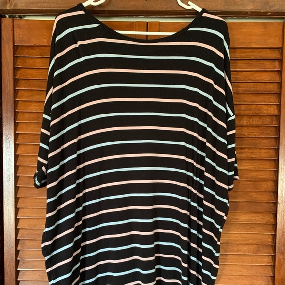 LuLaRoe Tops - Lularoe Irma black with pink/blue stripes